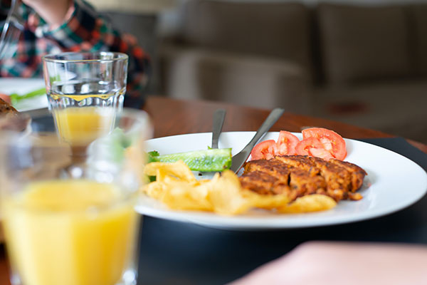 meal on white ceramic plate